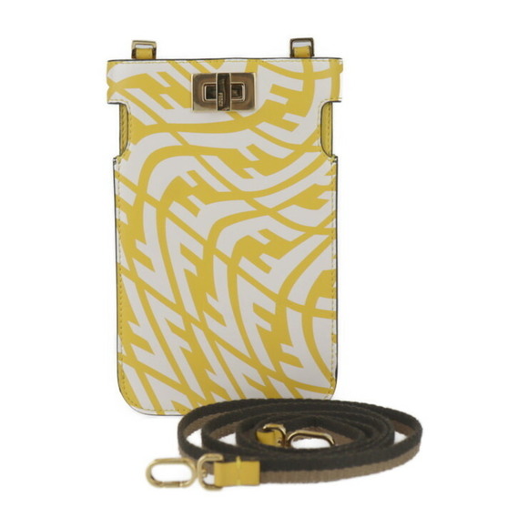 FENDI Yellow Leather Peekaboo Shoulder Bag